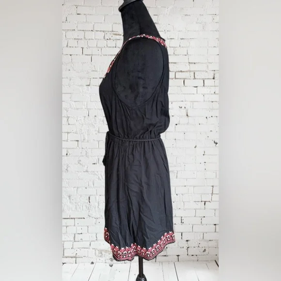 Forever 21 Sleeveless Boho Mini Dress- Embroidered Trim Rope Belt NWT - Picture 11 of 12